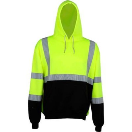 GSS SAFETY GSS Safety 7001 Class 3 Pullover Fleece Sweatshirt with Black Bottom, Lime, Medium 7001-MD